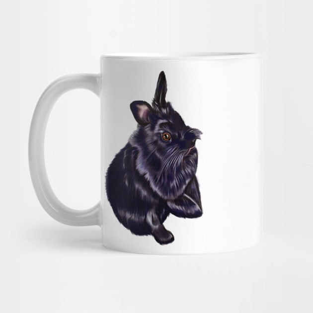 bunny rabbit cute  furry ebony colored coloured lionhead bunny rabbit by Artonmytee